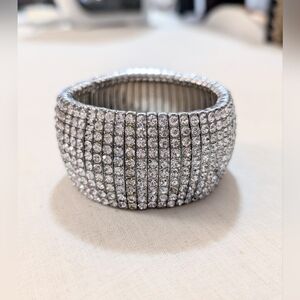 Faux diamond pave costume jewelry stretch bracelet